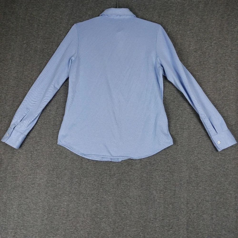 POLO GOLF RALPH LAUREN MENS BLUE WHITE TAILORED FIT LONG SLEEVE BUTTON UP POLO M